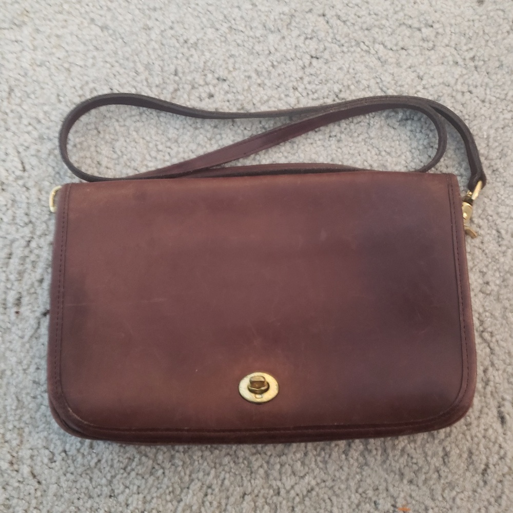 Vintage Coach Dark Brown Crossbody with Gold